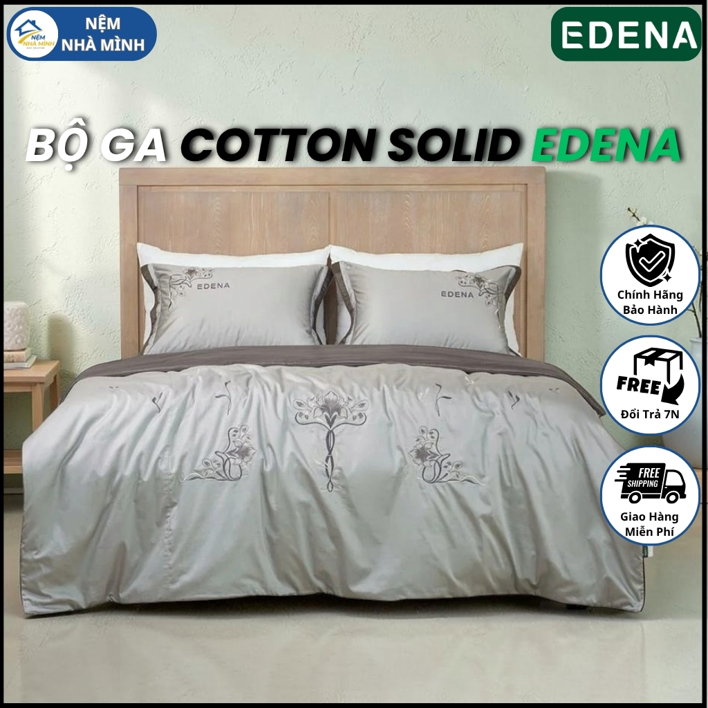 Bộ Ga COTTON SOLID  Edena Mẫu 391 - Hàng Chính Hãng EDENA