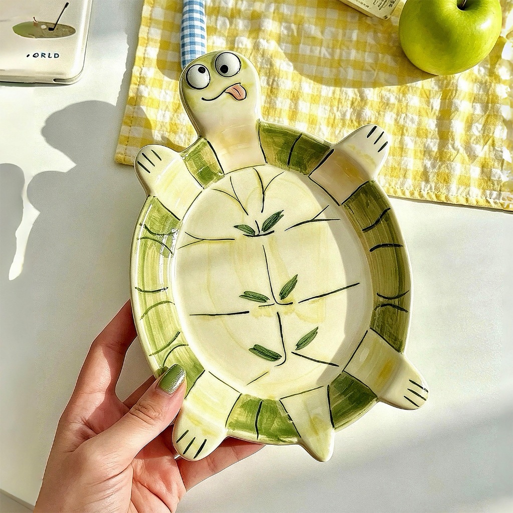 Đĩa gốm sứ hình rùa, đĩa đựng salad, đĩa trang trí bàn ăn