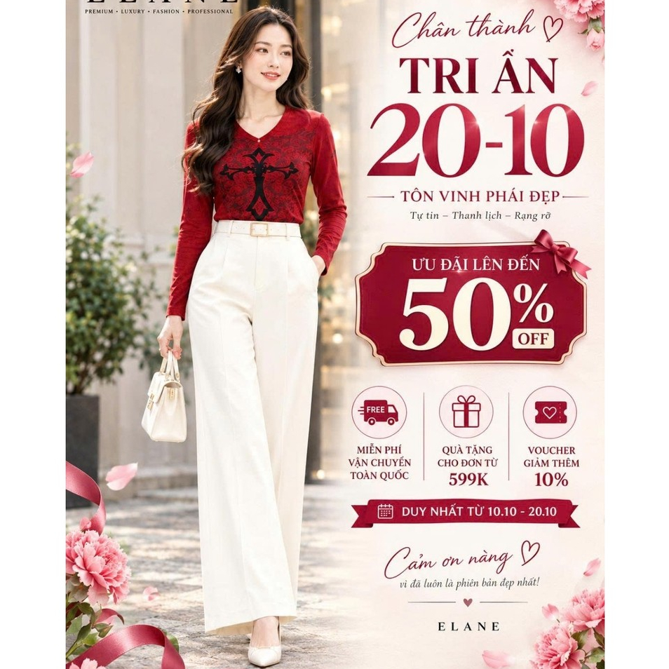 áo thun nữ tay dài,áo thun tay dài cổ tim Elane in hoạ tiết chất liệu cao cấp phối đồ thanh lịch & nữ tĩnh |ALANE 27