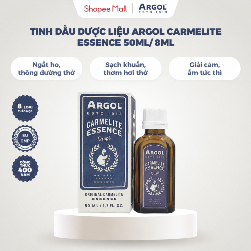 Tinh dầu thảo dược Argol Carmelite Essence 50ml & 8ml, tinh dầu thiên nhiên, xông tinh dầu, xịt họng