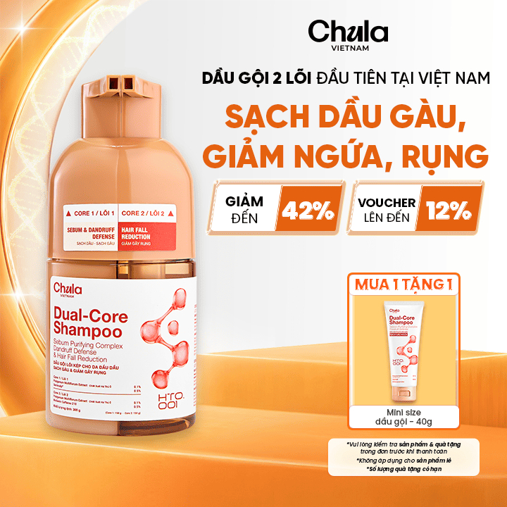 Chula Dầu Gội Sạch Gàu & Giảm Gãy Rụng | Công Nghệ Hai Lõi không Paraben, Sulfate và Silicone 300g