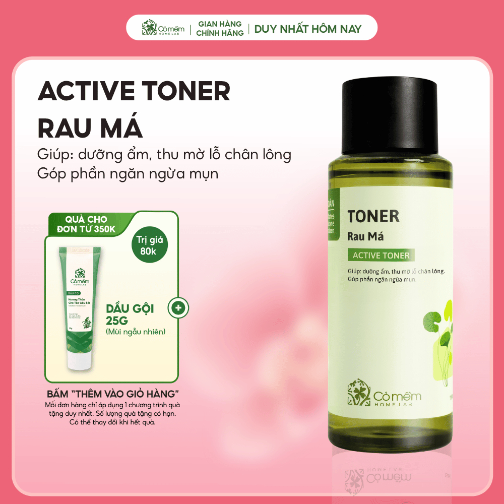 Active Toner Dưỡng Ẩm Ngừa Mụn Rau Má Dành Cho Da Mụn Da Dầu Nhạy Cảm Cỏ Mềm 150ml