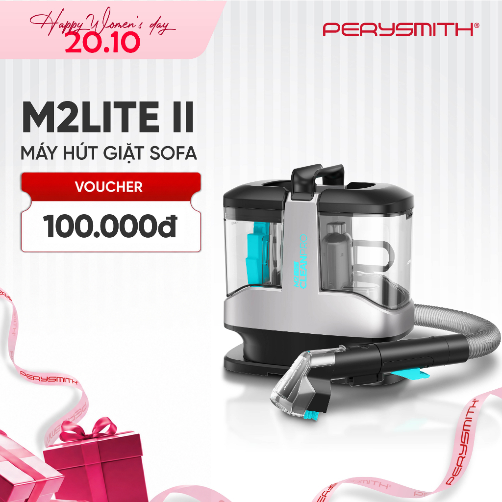 [N]Máy Giặt Hút PerySmith M2Lite-II CleanPro Diệt Khuẩn, Làm Sạch Ghế Sofa, Nệm, Thảm