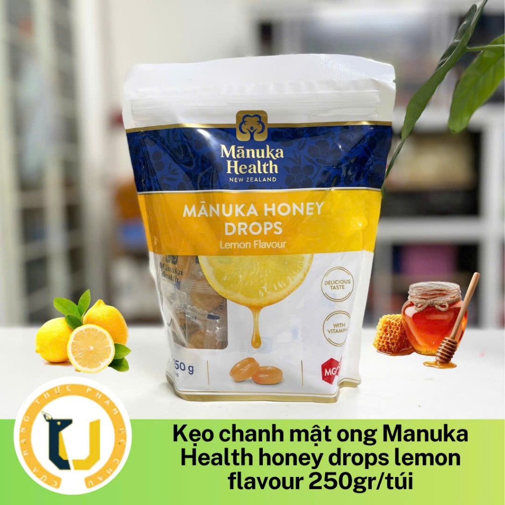 (HÀNG ÚC) Kẹo ngậm chanh từ mật ong manuka MANUKA HEALTH MANUKA MGO400 HONEY DROPS Lemon Flavours tú