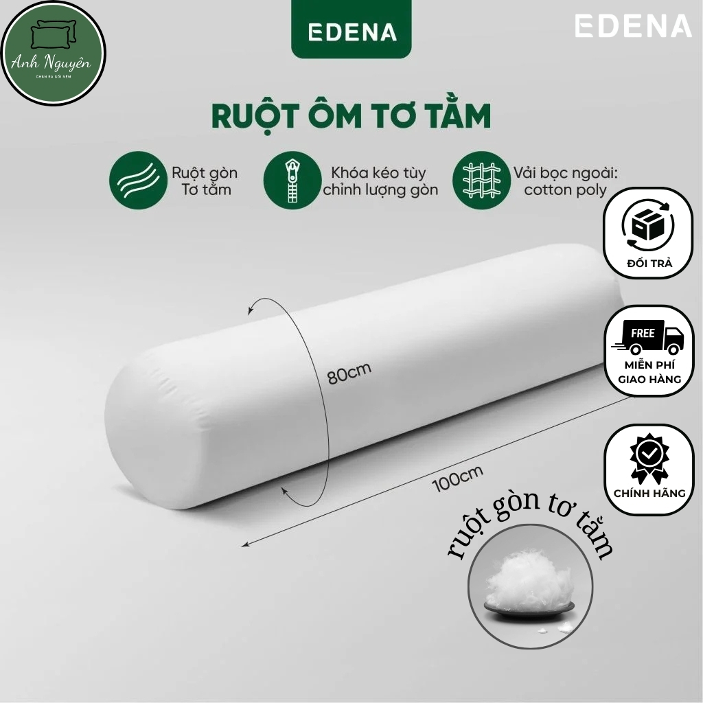 Ruột Gối Ôm Tơ Tằm Edena - Kích Thước 80x100cm - Hàng Chính Hãng