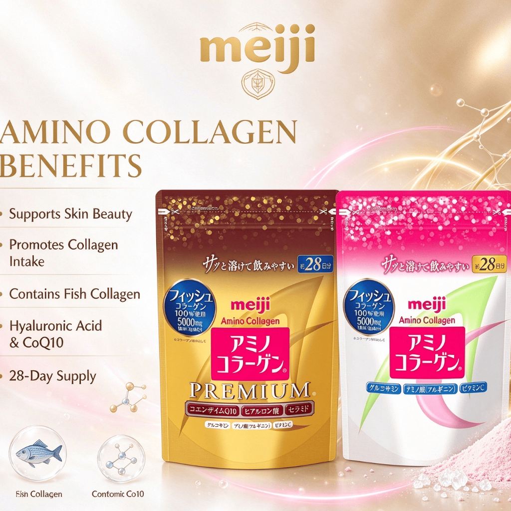 【Nhập khẩu từ Nhật Bản】Bột collagen Meiji Amino Premium Collagen Refill 28 Days 196g