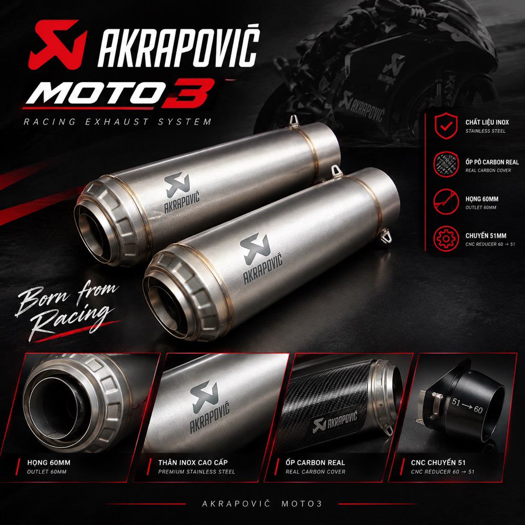 Pô Akrapovic Moto3