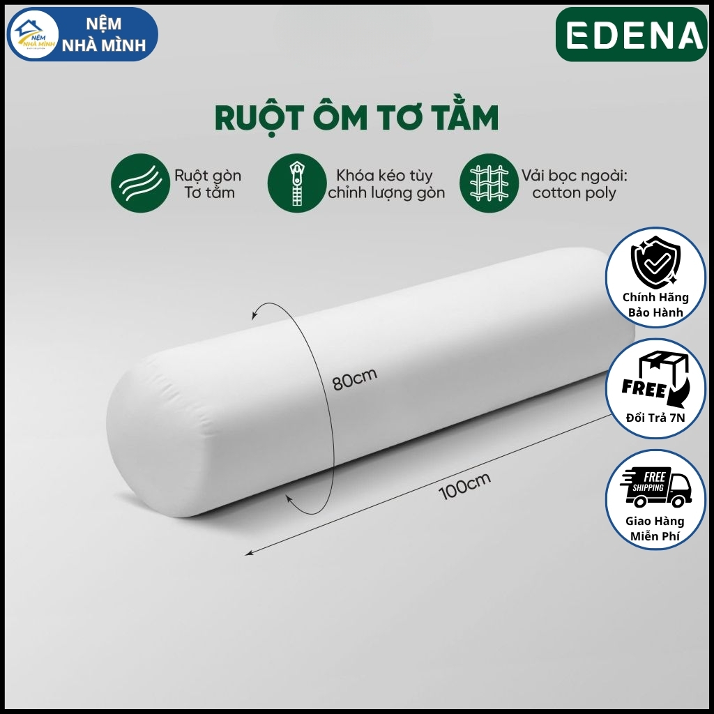Ruột gối ôm Tơ Tằm Edena - Hàng Chính Hãng (80x100cm)