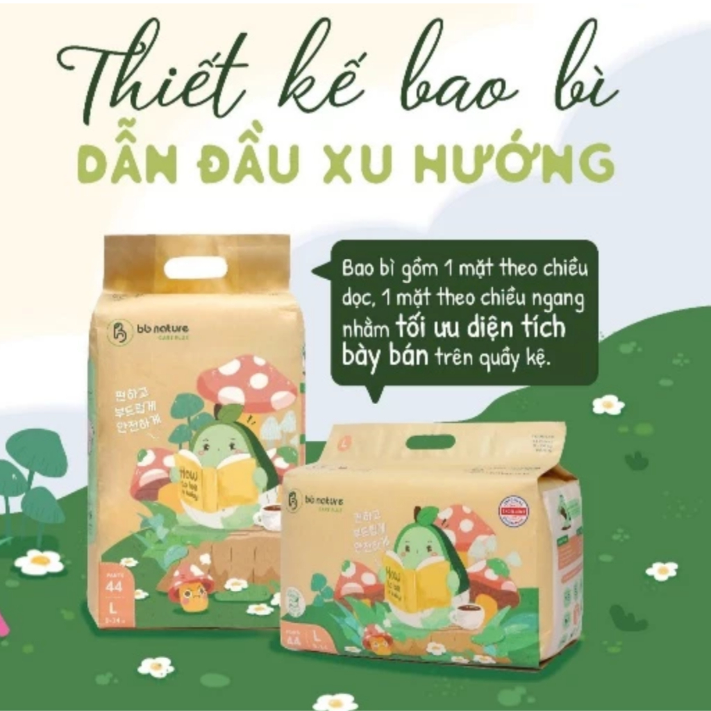[COMBO 4 BỊCH] Tã/bỉm BB NATURE /BB NATURE  sợi tre hữu cơ Hàn Quốc đủ size cho bé - Uala Kids