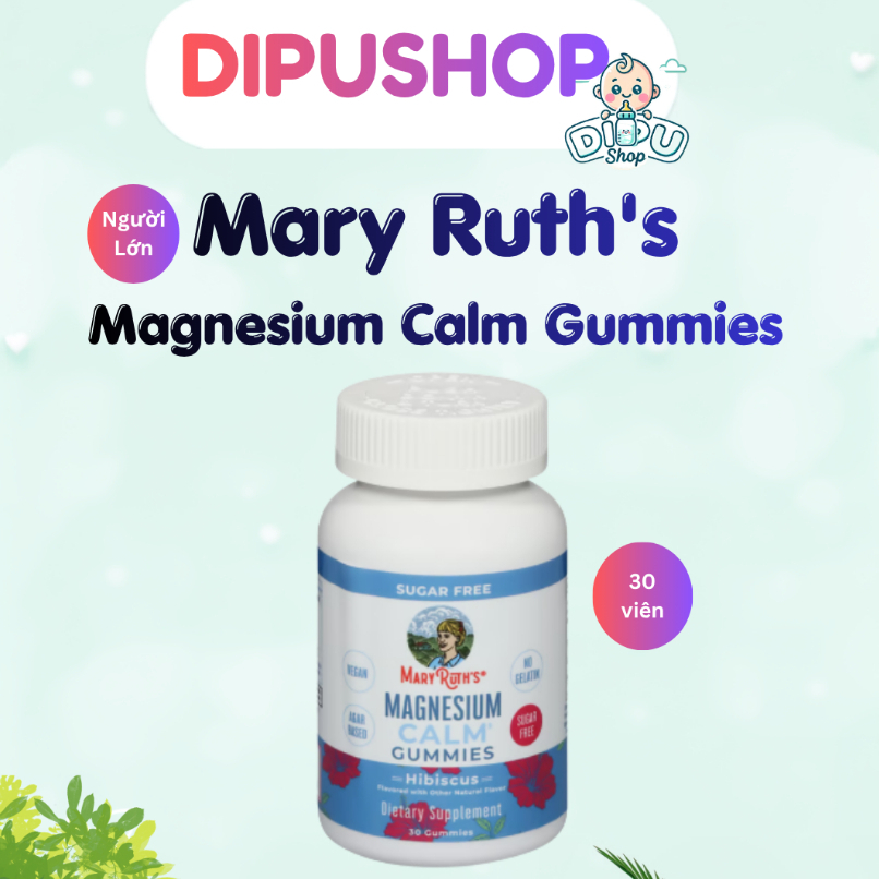 [Người Lớn] Kẹo Dẻo Magie MaryRuth’s Magnesium Calm Gummies 30 Viên Vị Hibiscus - Hỗ Trợ Thư Giãn, Ngủ Ngon - Hàng Mỹ