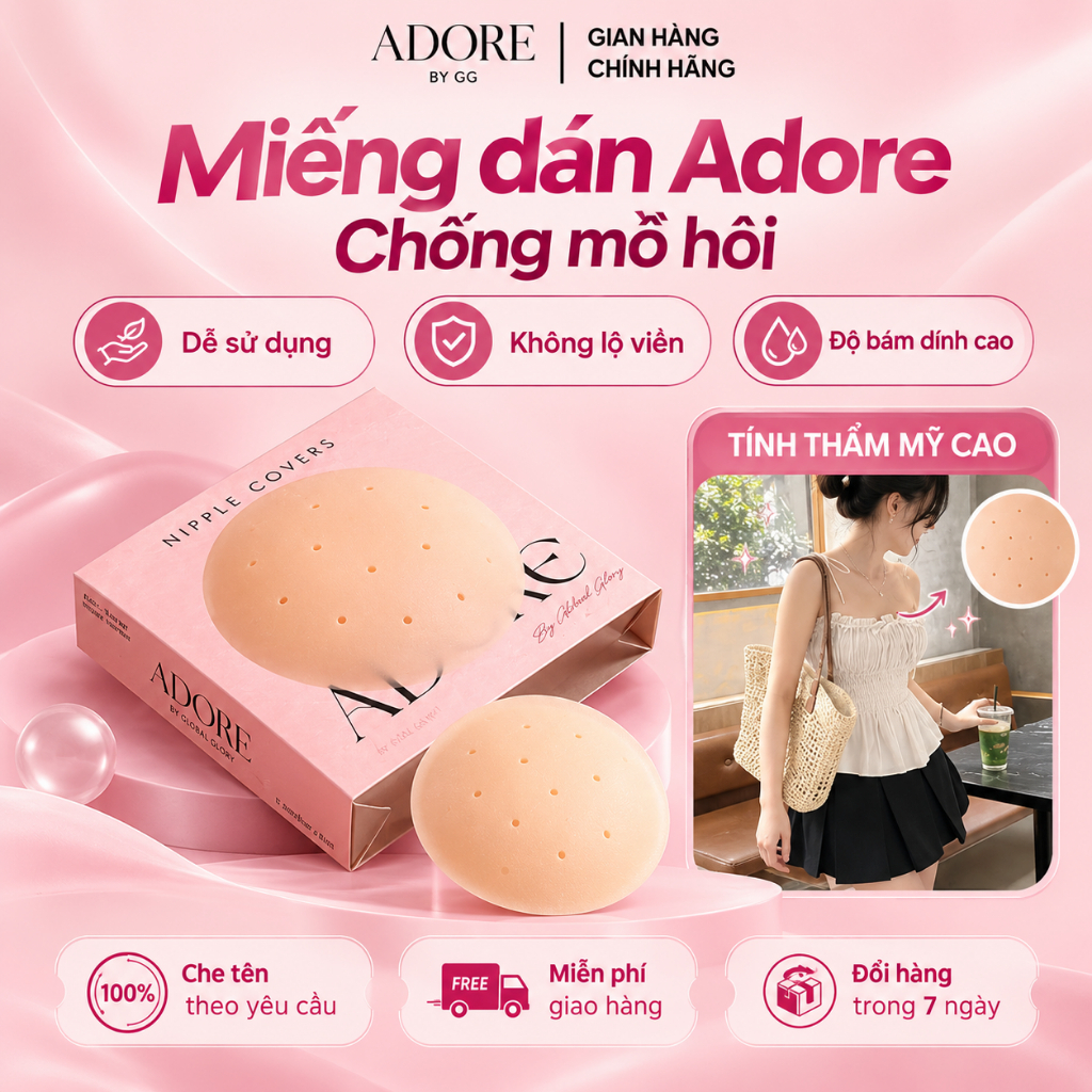 Miếng Dán Ngực Adore Chính Hãng Siêu Dính, Chống Đọng Mồ Hôi Tàng Hình Có Lỗ Thoáng Khí