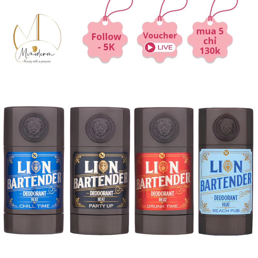 Sáp khử mùi Nerman Lion Bartender cho nam mát lạnh, khô thoáng 40g