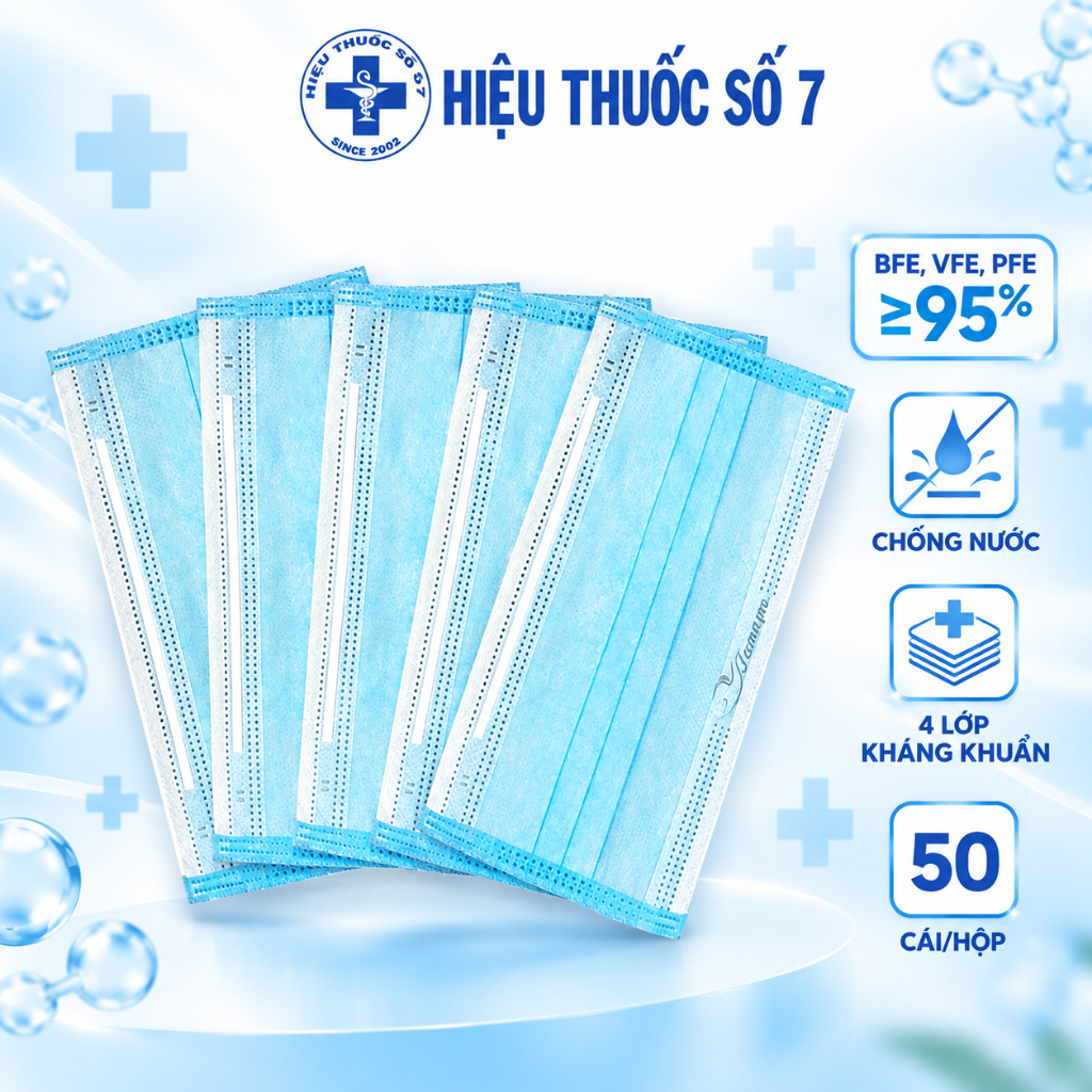 Combo 5 cái khẩu trang y tế 4 lớp Famapro kháng khuẩn, chống bụi, tia UV, mềm mịn không gây dị ứng (Tiêu chuẩn CE, FDA)