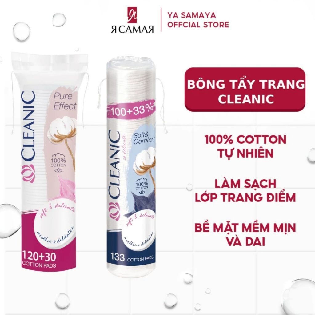 Bông Tẩy Trang CLEANIC 100% Cotton Tự Nhiên Soft And Comfort Cotton Pads