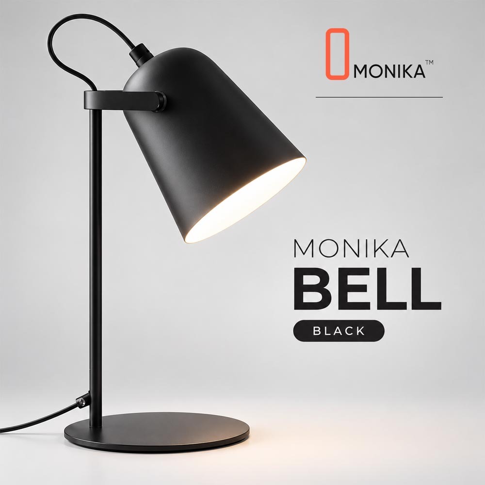 Đèn Bàn Decor MONIKA BELL Phong Cách Tối Giản, Chụp Đèn Kim Loại Điều Chỉnh Góc Chiếu, 3 Màu Đen Trắng Vàng