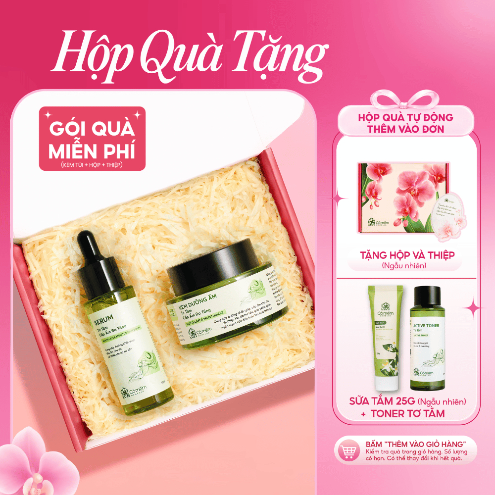 [Hộp Quà Tặng 20/10] Set Chăm Sóc Da Khô Cấp Ẩm Tơ Tằm Dưỡng Mềm Căng Mịn Cỏ Mềm