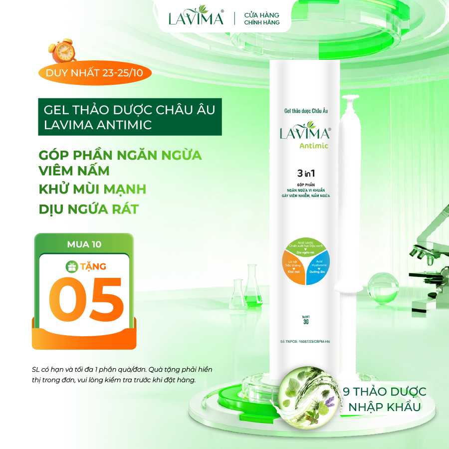 Gel Lavima Antimic (Đũa Thần Phụ Khoa Inner) Giúp Ngăn Ngừa Viêm Nấm, Dịu Ngứa Rát Tại Chỗ, Bút 3g