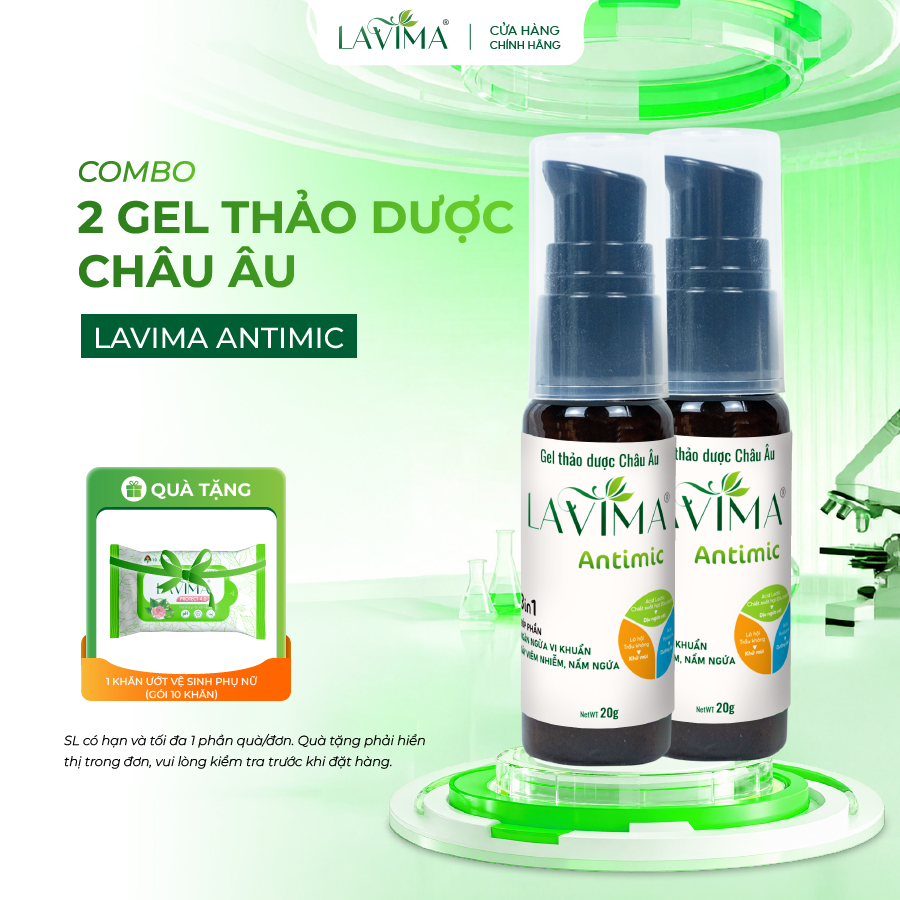 Gel Bôi Lavima Antimic - Thảo Dược Châu Âu, Giúp Ngăn Ngừa Viêm Nấm, Dịu Ngứa Rát, Chai 20g
