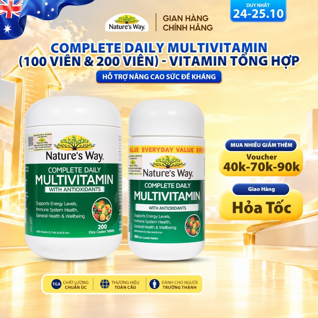 Vitamin Tổng Hợp Nature’s Way Complete Daily Multivitamin- Hộp 100 - Hỗ Trợ Bổ Sung Vitamin Và Khoán