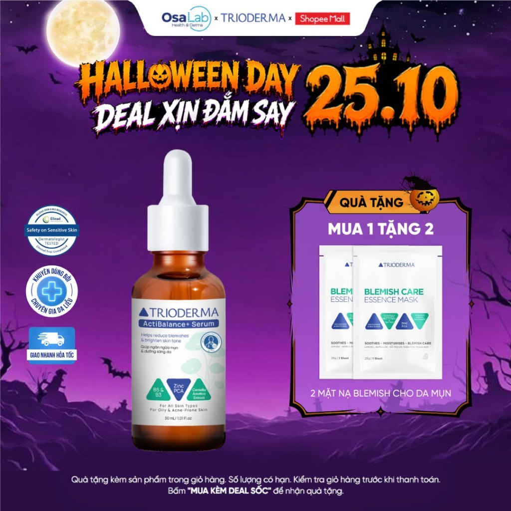 Serum Trioderma ActiBalance+ 30ml - Hỗ trợ cải thiện mụn, làm dịu, mờ thâm & dưỡng sáng da