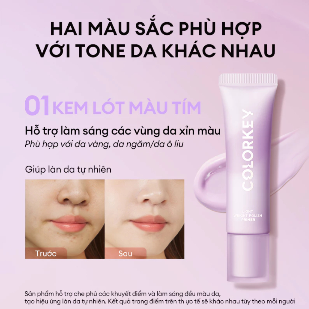 Ảnh 7 của Kem Lót COLORKEY Giúp Hiệu Chỉnh Màu Da Và Nâng Tone Da Mỏng Nhẹ 7g