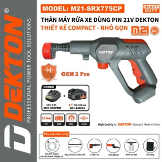 Máy rửa xe pin DEKTON M21-SRX775CP, Thiết kế Compact nhỏ gọn. hiện đại, Công suất 260w