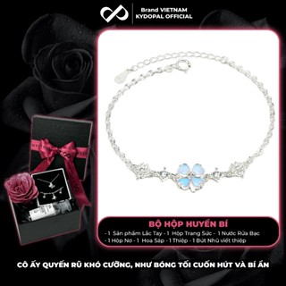 Lắc tay bạc nữ KYDOPAL dây hoa cỏ bốn lá cánh tim cá tính đính đá đa sắc thu hút may mắn - PAL9C8L30