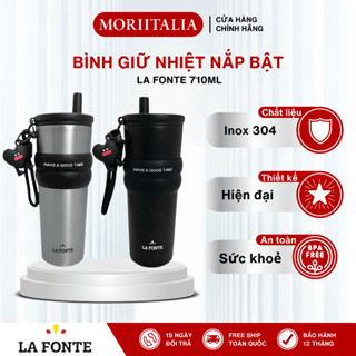 Ly Giữ Nhiệt Inox304 2 Lớp La Fonte Kèm Charm Trái Tim 710ml - Móc Treo,Tay Cầm Cách Nhiệt, Nắp Đậy