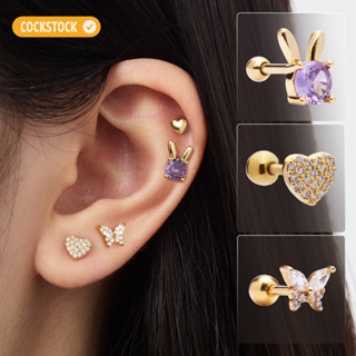 Khuyên tai vàng đá lớn thân thẳng lấp lánh - GLOW GOLD STRAIGHT EARRING COLLECTION COCKSTOCK