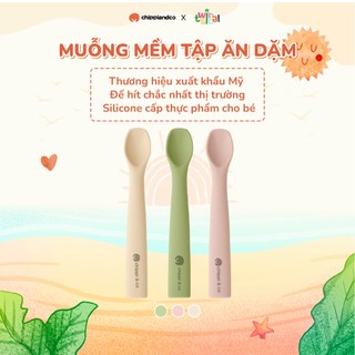  Thìa ăn dặm silicon kháng khuẩn thìa ăn dặm silicon kèm hộp đựng cao cấp CHIPPIANDCO tập ăn dặm cho bé 