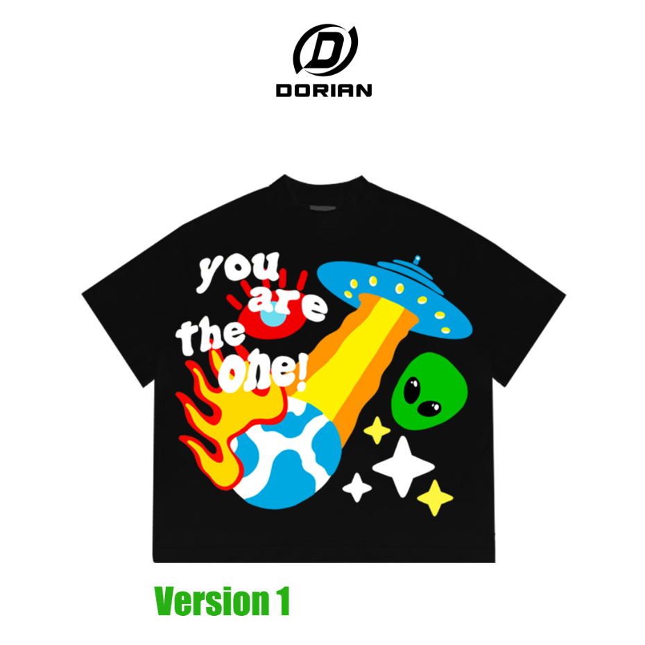 [Y2K Cartoon Collection] Áo Thun Boxy DORIAN UFO ver 1 - Black - FORM BOXY - 100% Cotton - 280gsm