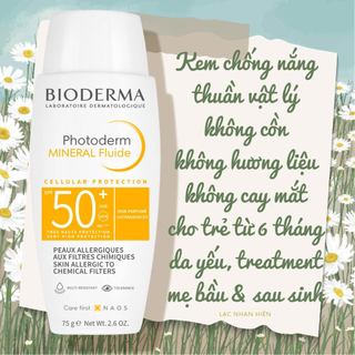   Auth Pháp  KEM CHỐNG NẮNG THUẦN VẬT LÝ BIODERMA PHOTODERM MINERAL FLUIDE SPF50+ CHO DA NHẠY CẢM VÀ DA TRẺ EM 