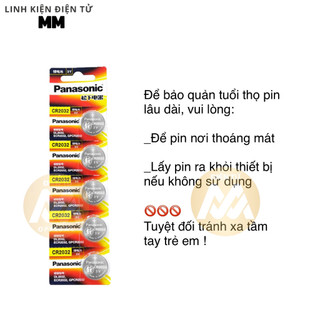 [1 vĩ 5 viên] Pin - Battery cmos CR2032 Panasonic 3V - Dùng cho remote điều khiển và các thiết bị điện tử