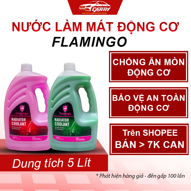 [CHÍNH HÃNG]Nước làm mát động cơ ô tô chuyên dụng màu Xanh/Đỏ Flamingo 5 LÍT. Nước làm mát pha sẵn