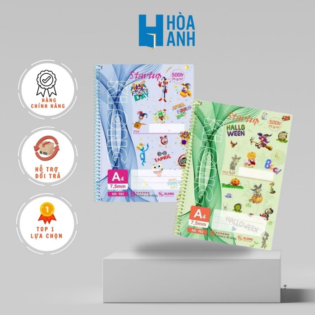 Sổ kẻ ngang lò xo đơn xé Startup A4 500 trang 70/92; Klong 982