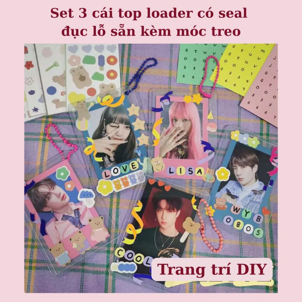 Set 3 cái Top Loader có seal đựng thẻ ảnh ĐỤC LỖ có móc treo (TL05)