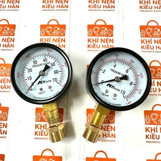 GIÁ XƯỞNG Đồng hồ đo áp suất hơi, nước, khí nén, hút chân không chân đứng đồng KÈM LƠ CHUYỂN ĐỔI ẢNH THẬT