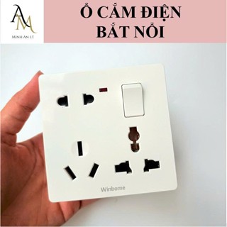 (Bắt Tường) Ổ Cắm Điện Bắt Tường Nổi, Ổ Cắm Gắn Nổi Có Công Tắc, Ổ Cắm Điện Ba Chấu, Đầu Tròn
