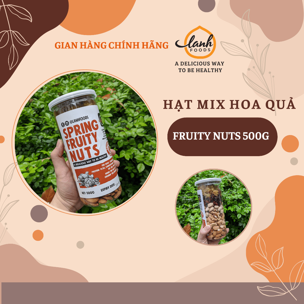 Hạt Dinh Dưỡng Mix Hoa Quả Fruity Nuts, Hạt Ngũ Cốc Mix Trái Cây Khô Dinh Dưỡng 500gr - LANHFOODS