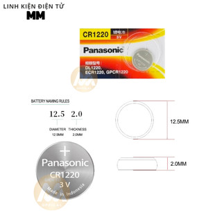 [1 vĩ 5 viên] Pin - Battery cmos CR1220 Panasonic 3V - Dùng cho các thiết bị điện tử