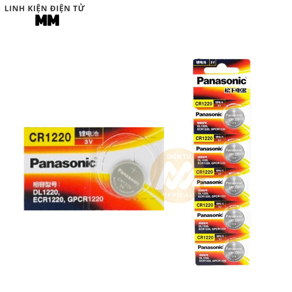 [1 vĩ 5 viên] Pin - Battery cmos CR1220 Panasonic 3V - Dùng cho các thiết bị điện tử
