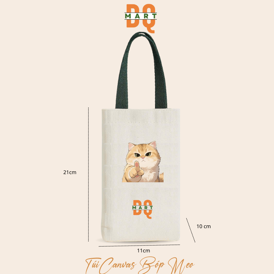 Túi canvas đựng ly giữ nhiệt, túi vải đựng bình ly cốc giữ nhiệt tiện lợi đi học đi làm- Dqmart