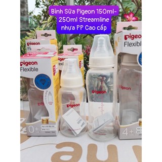 [ CHÍNH HÃNG ]  Bình Sữa Pigeon Cổ Hẹp 150ml-  250ml Streamline Bình Sữa Cho Bé Sơ Sinh Nhưa PP Cao Cấp