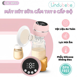 Máy Hút Sữa Lindobebe Không Dây, Cầm Tay Silicone Cao Cấp 9 Mức Lực Hút 180ml EB11