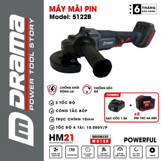 Máy mài pin DRAMA 5122B Flex Không Chổi Than Chống sốc đá Chống khới động lại Công tắc bụng