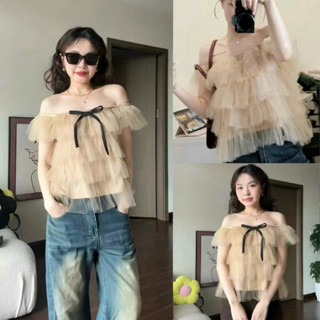 [ BÈO BÉO BIGSIZE ] ÁO KIỂU NỮ TRỄ VAI LƯỚI NHIỀU TẦNG CÓ NƠ TIỂU THƯ BIGSIZE 55-95KGe