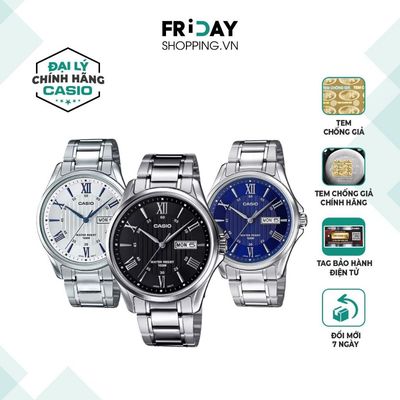 Đồng Hồ Nam Casio MTP-1384D Mặt Tròn Dây Kim Loại Chính Hãng Chống Nước 10 ATM
