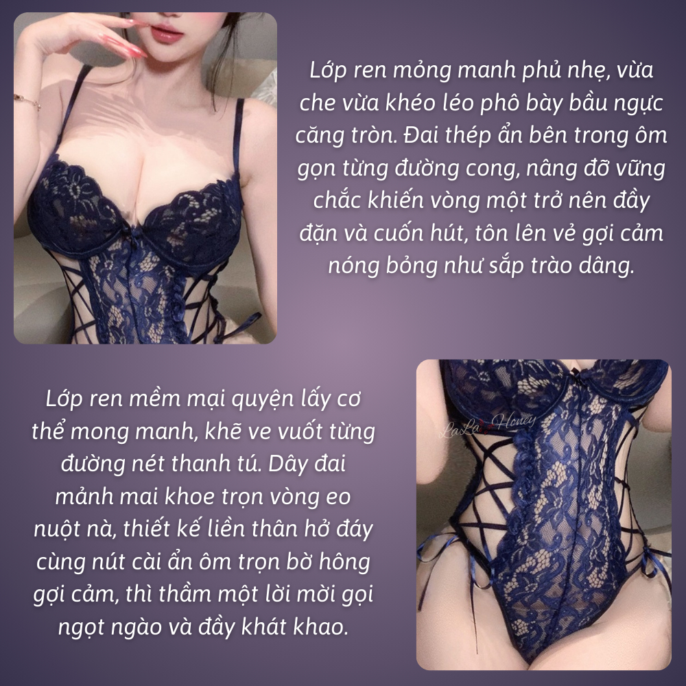 Đồ Lót Gợi Cảm Ren Quyến Rũ Dây Đan Eo Có Gọng Nâng Ngực - LaLaHoney | BigBuy360 - bigbuy360.vn