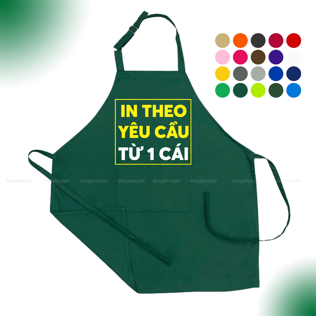 (IN TỪ 1C) Tạp dề in logo theo yêu cầu, tạp dề pha chế, quán cà phê, trà sữa, nail (giá đã bao gồm in), in nhanh chóng