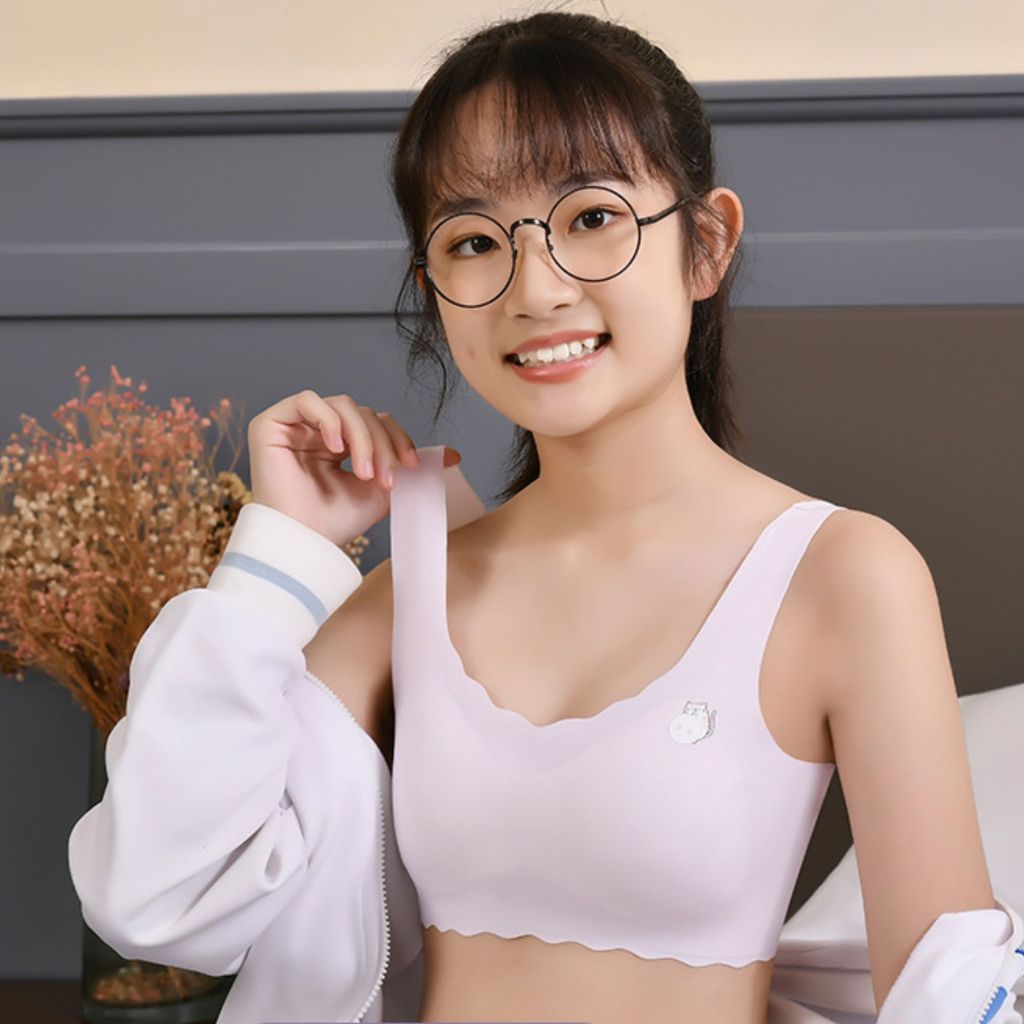 Combo 2 Áo lót cho bé gái su lạnh, Áo lá học sinh cấp 2 cấp 3 không viền mút mỏng EVECHIP A741